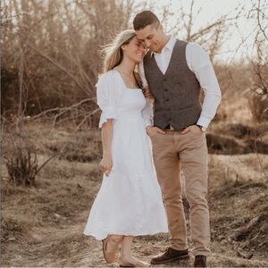 DISSH 100% Linen Smocked Summer Dress size 8